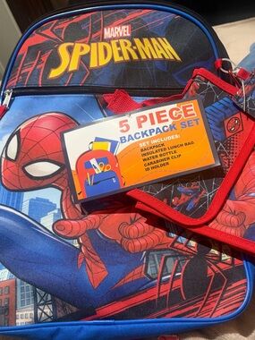 Marvel Spider-Man Kids Backpack - Blue, Red & Yellow Logo